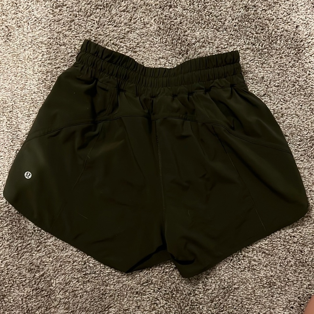 Olive green track that high rise lined short 5”